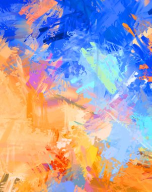 Taranmış Boyalı Soyut Arkaplan. Fırça darbesi ile boyanmış. Sanatsal canlılık ve renkli duvar kağıdı