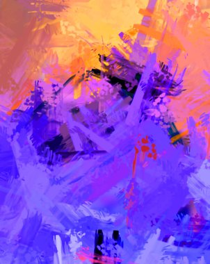 Taranmış Boyalı Soyut Arkaplan. Fırça darbesi ile boyanmış. Sanatsal canlılık ve renkli duvar kağıdı