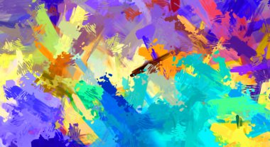 Taranmış Boyalı Soyut Arkaplan. Fırça darbesi ile boyanmış. Sanatsal canlılık ve renkli duvar kağıdı