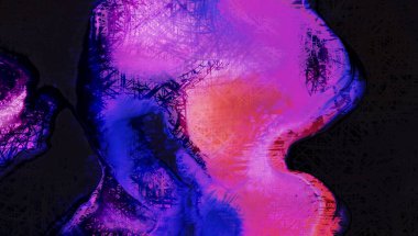 Modern sanat. Renkli çağdaş sanat eserleri. Renkli boya darbeleri. Soyut arkaplanda fırça darbeleri. fırça boyası.