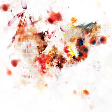 Modern sanat. Renkli çağdaş sanat eserleri. Renkli boya darbeleri. Soyut arkaplanda fırça darbeleri. fırça boyası.