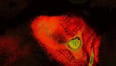 Modern sanat. Renkli çağdaş sanat eserleri. Renkli boya darbeleri. Soyut arkaplanda fırça darbeleri. fırça boyası.