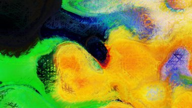 Modern sanat. Renkli çağdaş sanat eserleri. Renkli boya darbeleri. Soyut arkaplanda fırça darbeleri. fırça boyası.