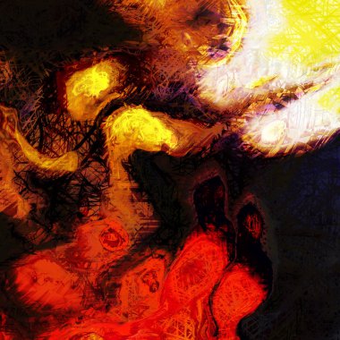 Modern sanat. Renkli çağdaş sanat eserleri. Renkli boya darbeleri. Soyut arkaplanda fırça darbeleri. fırça boyası.