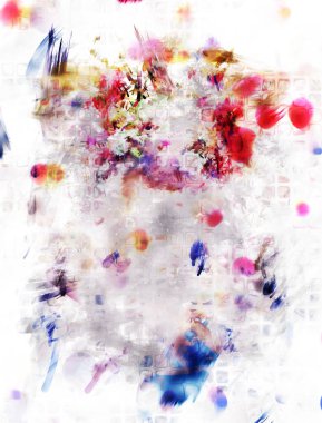 Modern sanat. Renkli çağdaş sanat eserleri. Renkli boya darbeleri. Soyut arkaplanda fırça darbeleri. fırça boyası.