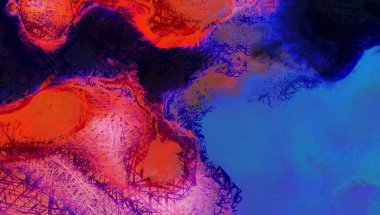 Modern sanat. Renkli çağdaş sanat eserleri. Renkli boya darbeleri. Soyut arkaplanda fırça darbeleri. fırça boyası.