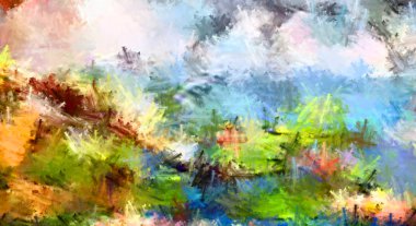 Taranmış Boyalı Soyut Arkaplan. Fırça darbesi ile boyanmış. Boya darbeleri. 2B Görüntü.