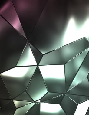 Soyut arkaplan. Lüks Metal Paneller Geometrik Desen. Cazibe Moda Arkaplanı. 3 boyutlu illüstrasyon. Yansıtıcı ve parlak, lüks duvar kağıdı. Parlak, renkli ve canlı doku duvarı.