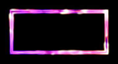 Parlak Çerçeve Arkaplanı. Siyah arkaplanda izole edilmiş parlak geometrik şablon. Soyut 2d illüstrasyon.