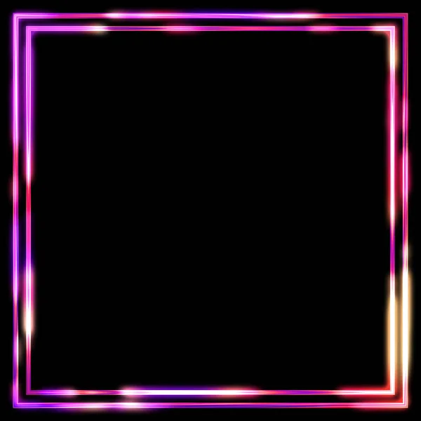 Glow Frame Achtergrond Neon Gloeiende Geometrische Template Geïsoleerd Zwarte Achtergrond — Stockfoto