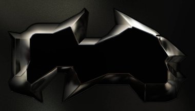 Scifi Menü Arkaplanı. Metalik yansıtıcı 3 boyutlu çizim. Gelecekçi tasarım şablonu. Işık kırma özellikli metal plakalar.