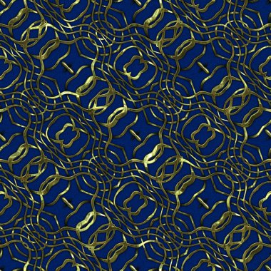 Renkli kumaş arka planında, lüks, kusursuz, altın işlemeli süslemeli moda deseni. Duvar kağıtları ve tekstil baskısı için tasarım. Lüks, ışıl ışıl metalimsi fantezi dokusu.