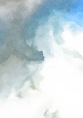 Beyaz arkaplanda soyut renkli suluboya. Dijital resim.