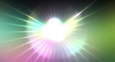 Dinamik hareket eden ışık patlaması. Renkli ışıkların güzel parlak arka planı. Parlayan ışık ışınları ve parçacıkları olan bir yıldızın enerji gösterimi.