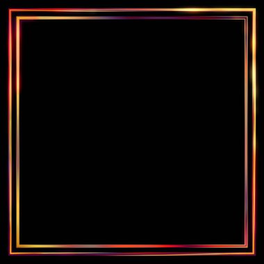 Parlak Çerçeve Arkaplanı. Siyah arkaplanda izole edilmiş parlak geometrik şablon. Soyut 2d illüstrasyon.