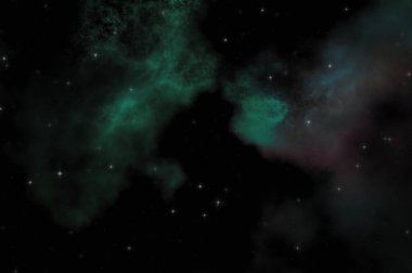 Galaksi uzayındaki yıldız alanı renkli nebula ile. Uzayın derinliklerinin bilim kurgu geçmişi. Ruhsal duvar kağıdı.