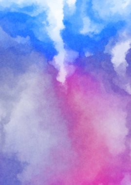 Beyaz arkaplanda soyut renkli suluboya. Dijital resim.