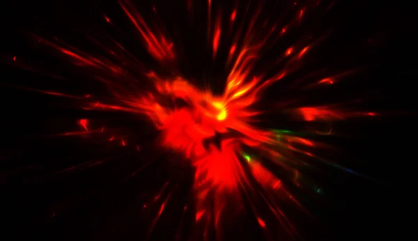 Partículas Luz Movimiento Creando Una Explosión Rayos Multicolores Brillantes Sobre —  Fotos de Stock