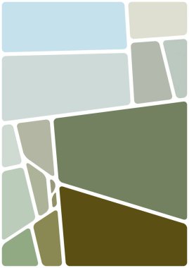 Beyaz boşluğu olan renkli bir çizim. Soyut geometrik desen. Mozaik arka plan. Geometrik çok renkli şekiller.