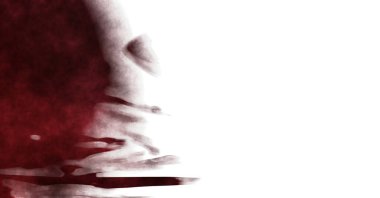 Beyaz arkaplanda soyut renkli suluboya. Dijital resim.