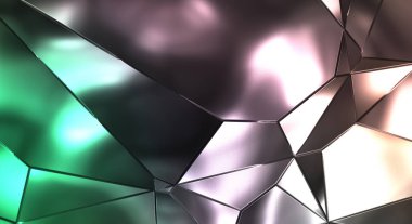 Soyut arkaplan. Lüks Metal Paneller Geometrik Desen. Cazibe Moda Arkaplanı. 3 boyutlu illüstrasyon. Yansıtıcı ve parlak, lüks duvar kağıdı. Parlak, renkli ve canlı doku duvarı.