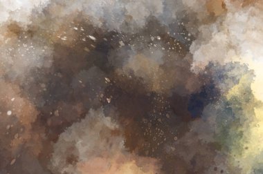 Suluboya arka planda lekeler ve lekelerle boyanmış. Fırça darbesi ile boyanmış. 2d Görüntü.