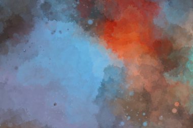 Suluboya arka planda lekeler ve lekelerle boyanmış. Fırça darbesi ile boyanmış. 2d Görüntü.