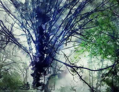 Çadır bezi dokusunda soyut boya fırçası darbeleri. Resim arkaplanı. Modern duvar sanatı illüstrasyonu. Arkaplan için renkli çizimler.