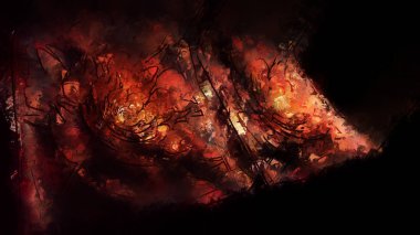 Çadır bezi dokusunda soyut boya fırçası darbeleri. Resim arkaplanı. Modern duvar sanatı illüstrasyonu. Arkaplan için renkli çizimler.