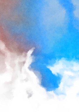 Beyaz arkaplanda soyut renkli suluboya. Dijital resim.