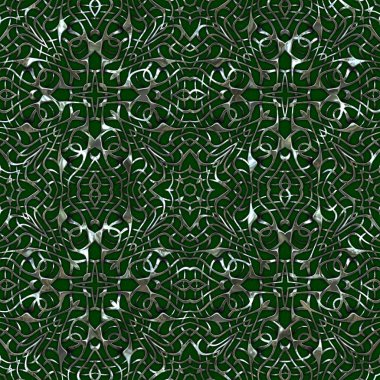 Renkli kumaş arka planında moda tarzında gümüş örgü süsü olan lüks, kusursuz bir şablon. Duvar kağıtları ve tekstil baskısı için tasarım. Lüks, ışıl ışıl metalimsi fantezi dokusu