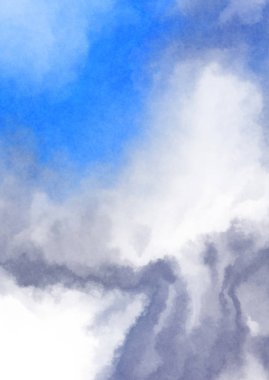 Beyaz arkaplanda soyut renkli suluboya. Dijital resim.