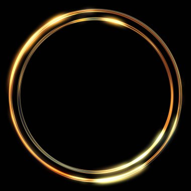 Parlak Çerçeve Arkaplanı. Siyah arkaplanda izole edilmiş parlak geometrik şablon. Soyut 2d illüstrasyon.