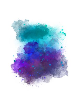 Suluboya arka planda lekeler ve lekelerle boyanmış. Fırça darbesi ile boyanmış. 2d Görüntü.