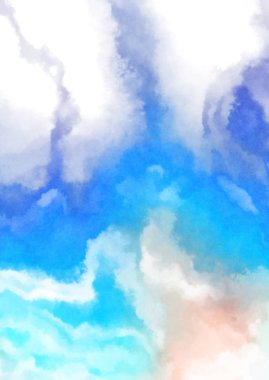 Beyaz arkaplanda soyut renkli suluboya. Dijital resim.