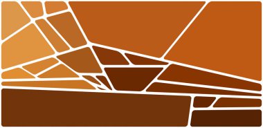 Beyaz boşluğu olan renkli bir çizim. Soyut geometrik desen. Mozaik arka plan. Geometrik çok renkli şekiller.