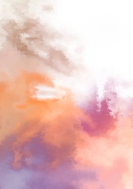 Beyaz arkaplanda soyut renkli suluboya. Dijital resim.