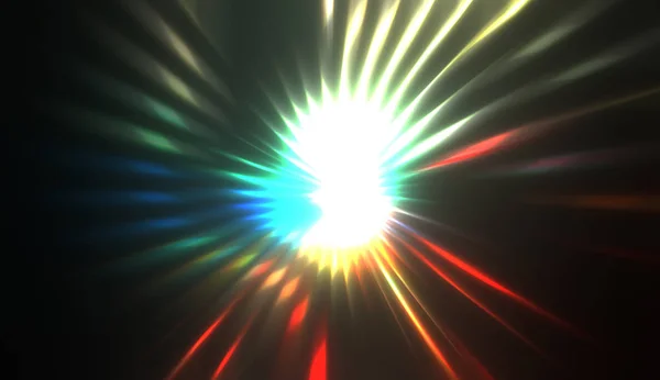 Spektakularny Pokaz Światła Kolorowy Żywy Wybuch Cząsteczek Świecącymi Promieniami Światła — Zdjęcie stockowe