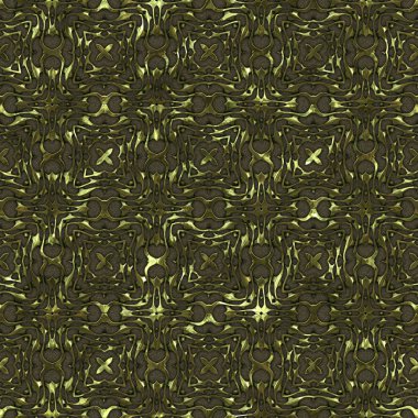 Renkli kumaş arka planında, lüks, kusursuz, altın işlemeli süslemeli moda deseni. Duvar kağıtları ve tekstil baskısı için tasarım. Lüks, ışıl ışıl metalimsi fantezi dokusu.