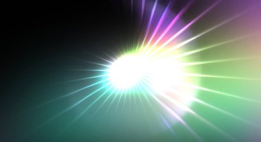 Dinamik hareket eden ışık patlaması. Renkli ışıkların güzel parlak arka planı. Parlayan ışık ışınları ve parçacıkları olan bir yıldızın enerji gösterimi.
