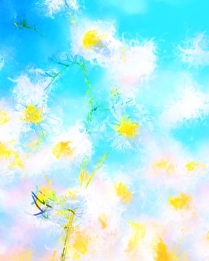 Çadır bezi dokusunda soyut boya fırçası darbeleri. Resim arkaplanı. Modern duvar sanatı illüstrasyonu. Arkaplan için renkli çizimler.