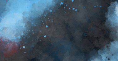 Suluboya arka planda lekeler ve lekelerle boyanmış. Fırça darbesi ile boyanmış. 2d Görüntü.