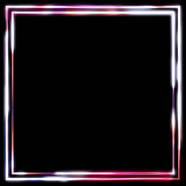 Glow Frame Achtergrond Neon Gloeiende Geometrische Template Geïsoleerd Zwarte Achtergrond — Stockfoto