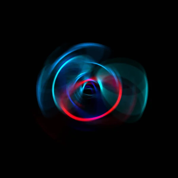 Spinning Rays Light Isolated Black Background Graphic Illustration Glowing Colorful — Stock Photo, Image