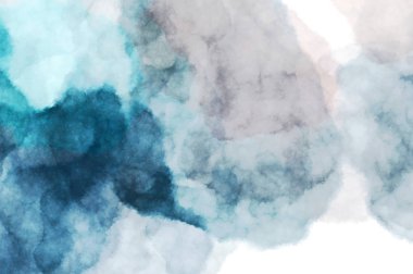 Suluboya arka planda lekeler ve lekelerle boyanmış. Fırça darbesi ile boyanmış. 2d Görüntü.