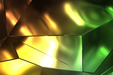 Soyut arkaplan. Lüks Metal Paneller Geometrik Desen. Cazibe Moda Arkaplanı. 3 boyutlu illüstrasyon. Yansıtıcı ve parlak, lüks duvar kağıdı. Parlak, renkli ve canlı doku duvarı.