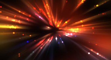 Dinamik hareket eden ışık patlaması. Renkli ışıkların güzel parlak arka planı. Parlayan ışık ışınları ve parçacıkları olan bir yıldızın enerji gösterimi.