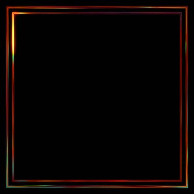 Parlak Çerçeve Arkaplanı. Siyah arkaplanda izole edilmiş parlak geometrik şablon. Soyut 2d illüstrasyon.