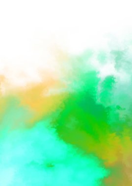 Beyaz arkaplanda soyut renkli suluboya. Dijital resim.