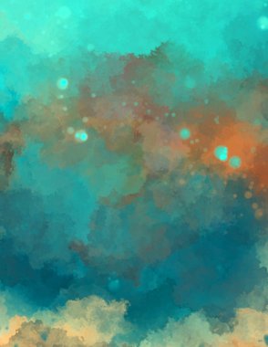 Suluboya arka planda lekeler ve lekelerle boyanmış. Fırça darbesi ile boyanmış. 2d Görüntü.